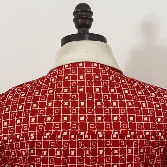 Vintage Square Print Collared Button Front Dress - Picture 5 of 5